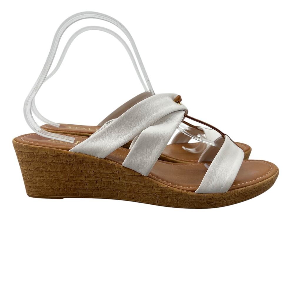 Italian Shoemakers‎ Womens 10 Sandals Slip On Wedge Heel Elastic Gore Straps